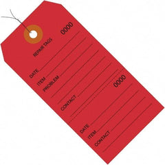 Made in USA - 4-3/4" High x 2-3/8" Long, Repair, English Safety & Facility Inspection Tag - Red Cardstock - Makers Industrial Supply