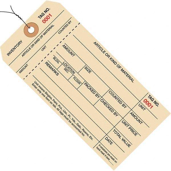 Made in USA - 6-1/4" High x 3-1/8" Long, Inventory, English Safety & Facility Numbered Tag - Manila Cardstock - Makers Industrial Supply