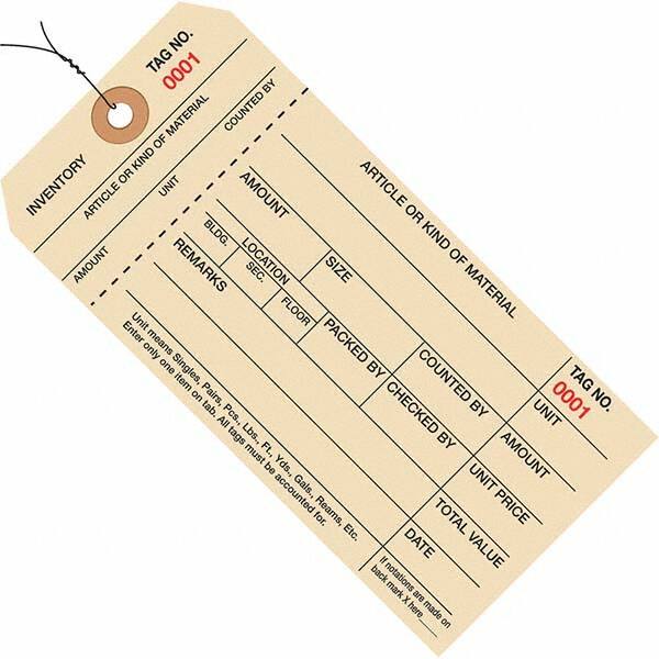 Made in USA - 6-1/4" High x 3-1/8" Long, Inventory, English Safety & Facility Numbered Tag - Manila Cardstock - Makers Industrial Supply