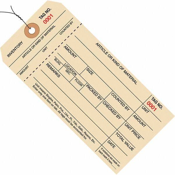 Made in USA - 6-1/4" High x 3-1/8" Long, Inventory, English Safety & Facility Numbered Tag - Manila Cardstock - Makers Industrial Supply