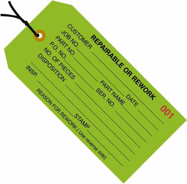 Made in USA - 4-3/4" High x 2-3/8" Long, Safety & Facility Blank Tag - Green Cardstock - Makers Industrial Supply