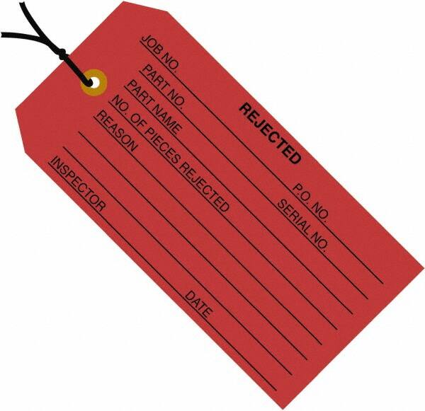 Made in USA - 4-3/4" High x 2-3/8" Long, Safety & Facility Blank Tag - Red Cardstock - Makers Industrial Supply