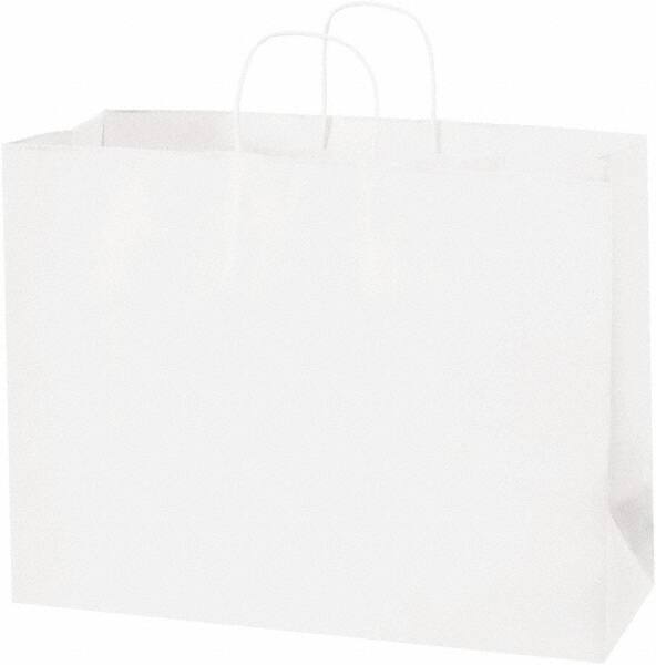 Made in USA - Kraft Grocery Bag - 16 x 6 x 12, White - Makers Industrial Supply