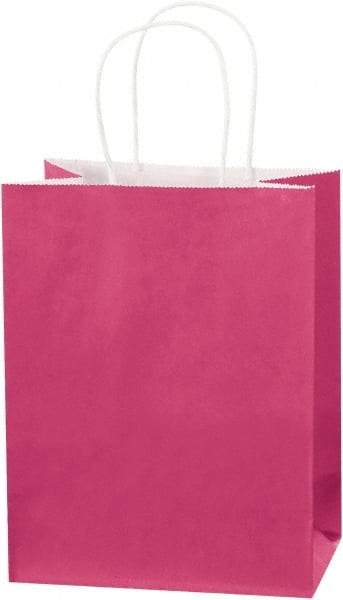 Made in USA - Kraft Grocery Bag - 8 x 4-1/2 x 10-1/4, Cerise - Makers Industrial Supply