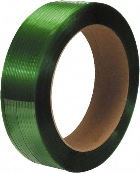 Made in USA - 4,400' Long x 5/8" Wide, Coil Case Polyester Hand Strapping - 900 Lb Capacity, 0.025" Thick - Makers Industrial Supply