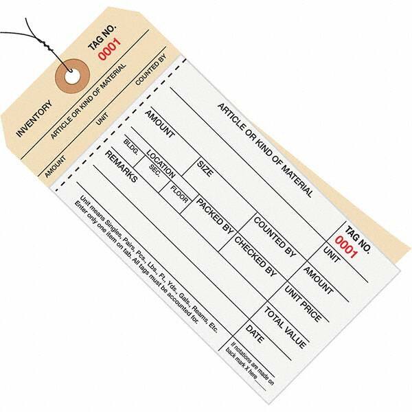 Made in USA - 6-1/4" High x 3-1/8" Long, Inventory, English Safety & Facility Numbered Tag - White & Manila Cardstock - Makers Industrial Supply