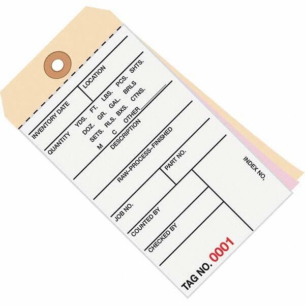 Made in USA - 6-1/4" High x 3-1/8" Long, Inventory, English Safety & Facility Numbered Tag - White & Manila Cardstock - Makers Industrial Supply