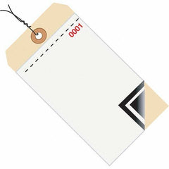 Made in USA - 6-1/4" High x 3-1/8" Long, Inventory, English Safety & Facility Numbered Tag - White & Manila Cardstock - Makers Industrial Supply