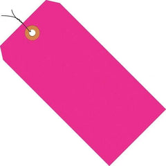 Made in USA - 4-1/4" High x 2-1/8" Long, Safety & Facility Blank Tag - Fluorescent Pink Cardstock - Makers Industrial Supply