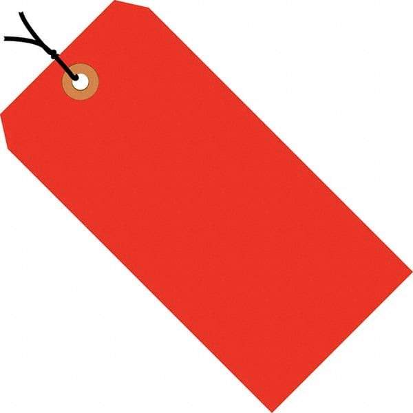 Made in USA - 4-1/4" High x 2-1/8" Long, Safety & Facility Blank Tag - Fluorescent Red Cardstock - Makers Industrial Supply