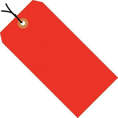 Made in USA - 4-1/4" High x 2-1/8" Long, Safety & Facility Blank Tag - Fluorescent Red Cardstock - Makers Industrial Supply