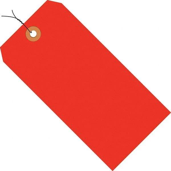 Made in USA - 5-3/4" High x 2-7/8" Long, Safety & Facility Blank Tag - Fluorescent Red Cardstock - Makers Industrial Supply