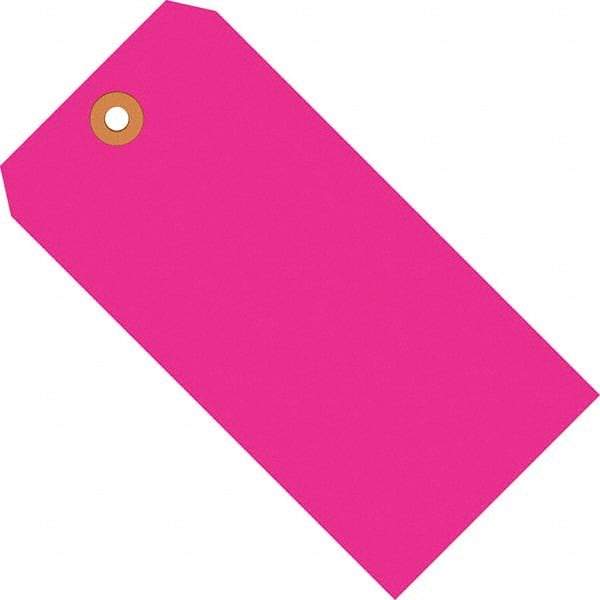 Made in USA - 3-3/4" High x 1-7/8" Long, Safety & Facility Blank Tag - Fluorescent Pink Cardstock - Makers Industrial Supply