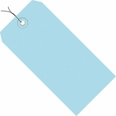 Made in USA - 3-3/4" High x 1-7/8" Long, Safety & Facility Blank Tag - Light Blue Cardstock - Makers Industrial Supply