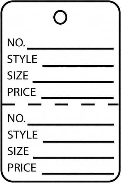 Made in USA - 1-1/4" High x 1-7/8" Long, General Information, English Safety & Facility Retail Tag - White Cardstock - Makers Industrial Supply