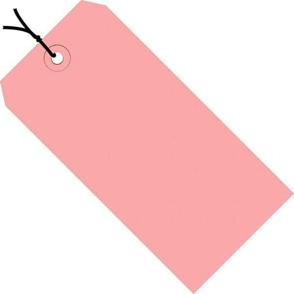 Made in USA - 3-1/4" High x 1-5/8" Long, Safety & Facility Blank Tag - Pink Cardstock - Makers Industrial Supply