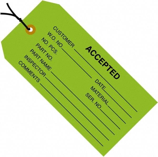 Made in USA - 4-3/4" High x 2-3/8" Long, Safety & Facility Blank Tag - Green Cardstock - Makers Industrial Supply