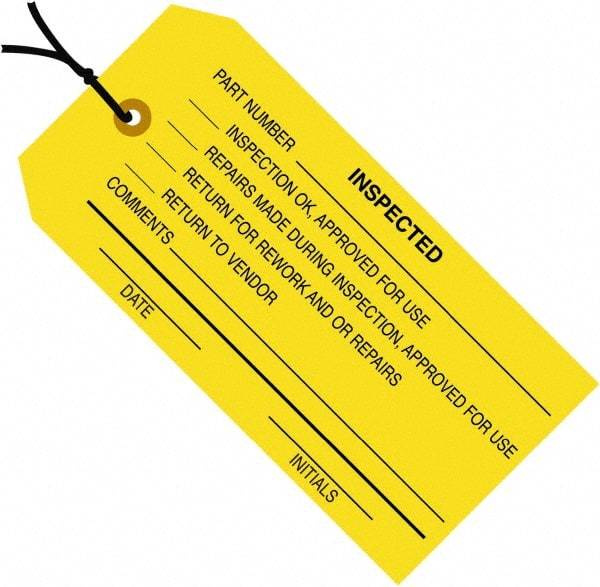 Made in USA - 4-3/4" High x 2-3/8" Long, Safety & Facility Blank Tag - Yellow Cardstock - Makers Industrial Supply