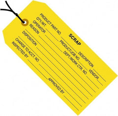 Made in USA - 4-3/4" High x 2-3/8" Long, Safety & Facility Blank Tag - Yellow Cardstock - Makers Industrial Supply