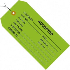 Made in USA - 4-3/4" High x 2-3/8" Long, ACCEPTED, English Safety & Facility Inspection Tag - Green Cardstock - Makers Industrial Supply