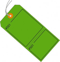 Made in USA - 4-3/4" High x 2-3/8" Long, Numbered, English Safety & Facility Retail Tag - Green Cardstock - Makers Industrial Supply