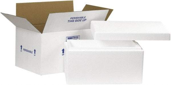 Made in USA - 10" Wide x 17" Long x 8-1/4" High Rectangle Insulated Box - 1 Wall, White - Makers Industrial Supply