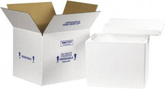 Made in USA - 11-3/4" Wide x 13-3/4" Long x 11-7/8" High Rectangle Insulated Box - 1 Wall, White - Makers Industrial Supply