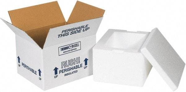 Made in USA - 10" Wide x 12" Long x 7" High Rectangle Insulated Box - 1 Wall, White - Makers Industrial Supply