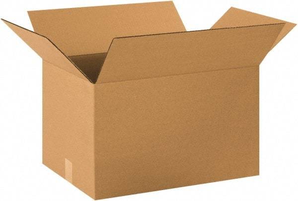 Made in USA - 14" Wide x 20" Long x 12" High Rectangle Corrugated Shipping Box - 1 Wall, Kraft (Color), 65 Lb Capacity - Makers Industrial Supply