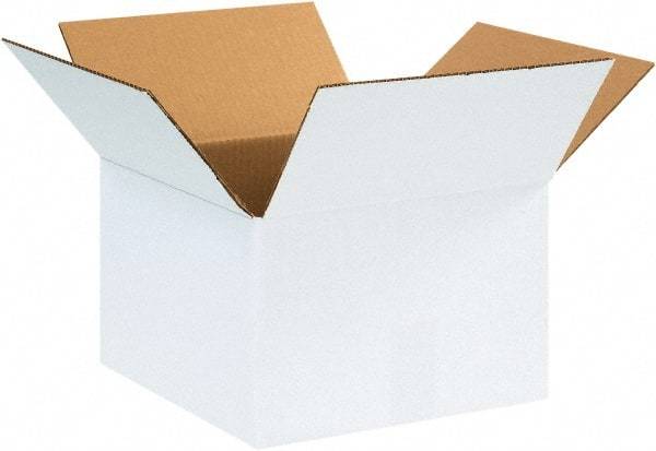 Made in USA - 12" Wide x 12" Long x 8" High Rectangle Corrugated Shipping Box - 1 Wall, White, 65 Lb Capacity - Makers Industrial Supply