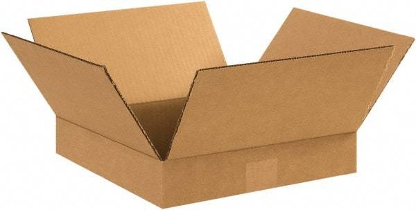 Made in USA - 12" Wide x 12" Long x 2" High Rectangle Corrugated Shipping Box - 1 Wall, Kraft (Color), 65 Lb Capacity - Makers Industrial Supply