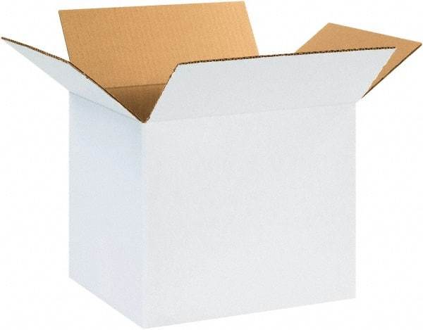 Made in USA - 10" Wide x 12" Long x 10" High Rectangle Corrugated Shipping Box - 1 Wall, White, 65 Lb Capacity - Makers Industrial Supply