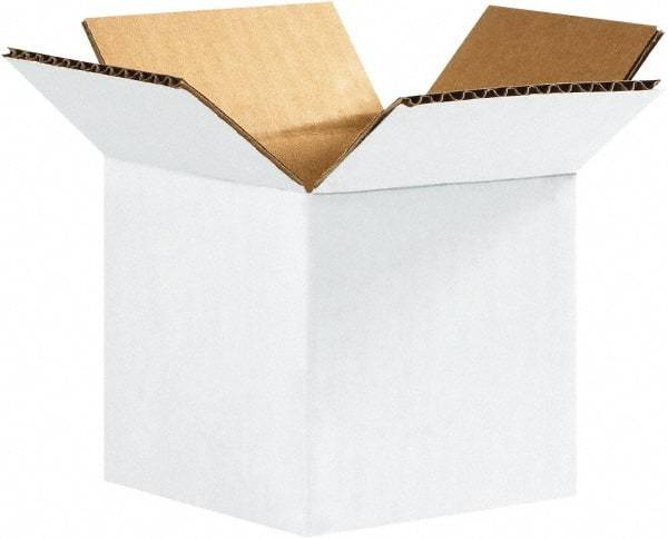 Made in USA - 4" Wide x 4" Long x 4" High Square Corrugated Shipping Box - 1 Wall, White, 65 Lb Capacity - Makers Industrial Supply