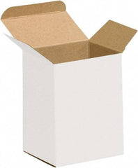 Made in USA - 2-1/2" Wide x 3" Long x 4" High Rectangle Chipboard Box - 1 Wall, White - Makers Industrial Supply