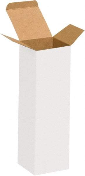 Made in USA - 2-1/2" Wide x 2-1/2" Long x 8" High Rectangle Chipboard Box - 1 Wall, White - Makers Industrial Supply