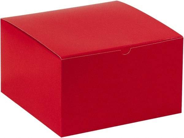 Made in USA - 10" Wide x 10" Long x 6" High Rectangle Chipboard Box - 1 Wall, Red - Makers Industrial Supply