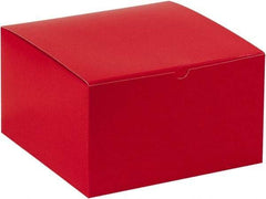 Made in USA - 10" Wide x 10" Long x 6" High Rectangle Chipboard Box - 1 Wall, Red - Makers Industrial Supply