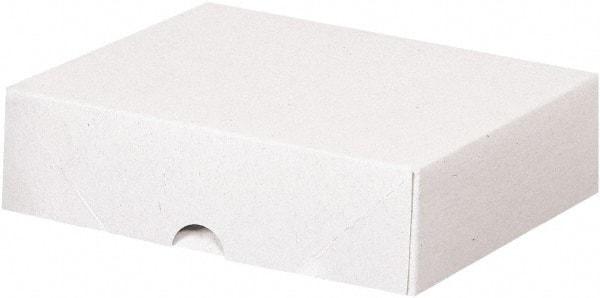 Made in USA - 7" Wide x 6" Long x 2" High Rectangle Chipboard Box - 1 Wall, White - Makers Industrial Supply