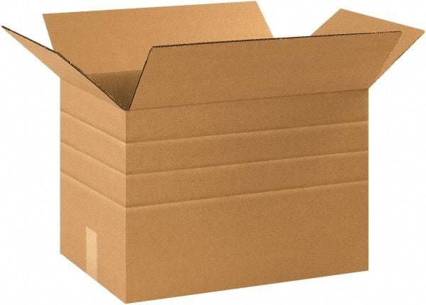 Made in USA - 11-1/4" Wide x 17-1/4" Long x 12" High Rectangle Multi-Depth Box - 1 Wall, Kraft (Color), 65 Lb Capacity - Makers Industrial Supply