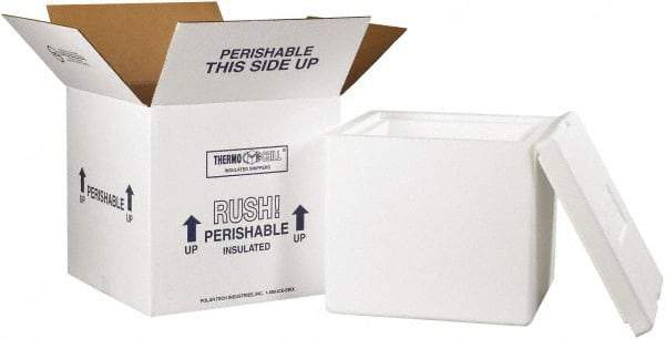 Made in USA - 12" Wide x 12" Long x 11-1/2" High Rectangle Insulated Box - 1 Wall, White - Makers Industrial Supply