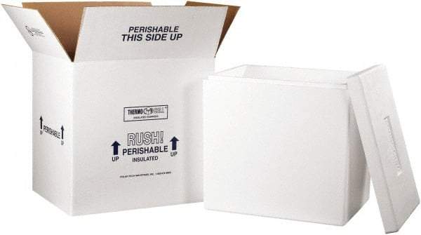 Made in USA - 14" Wide x 18" Long x 19" High Rectangle Insulated Box - 1 Wall, White - Makers Industrial Supply