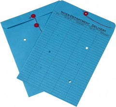 Made in USA - 13" Long x 10" Wide Draw String Inter-Department Envelope - Blue - Makers Industrial Supply