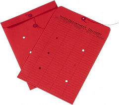 Made in USA - 13" Long x 10" Wide Draw String Inter-Department Envelope - Red - Makers Industrial Supply