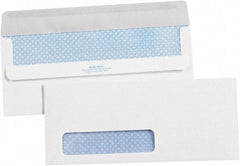 Made in USA - 9-1/2" Long x 4-1/8" Wide Self Seal Plain White Envelope with Window - White - Makers Industrial Supply