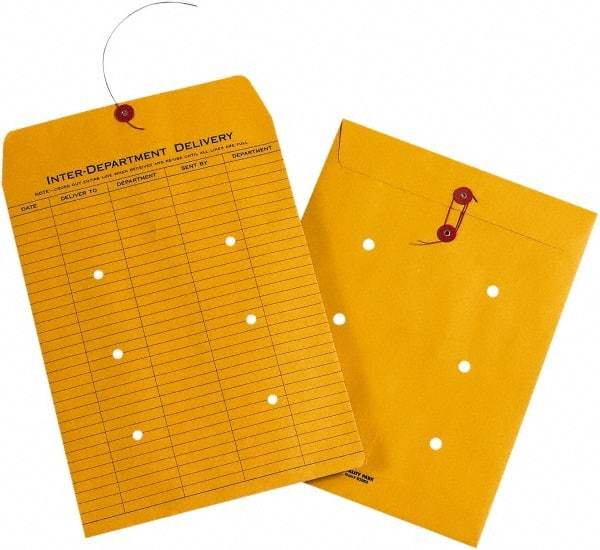 Made in USA - 12" Long x 9" Wide Draw String Inter-Department Envelope - Kraft - Makers Industrial Supply