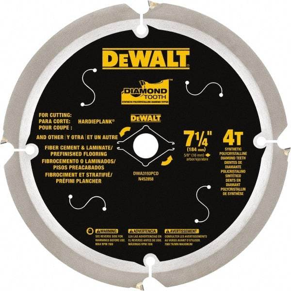 DeWALT - 7-1/4" Diam, 15.88mm Arbor Hole Diam, 16 Tooth Wet & Dry Cut Saw Blade - Steel, Smooth Action, Standard Round Arbor - Makers Industrial Supply