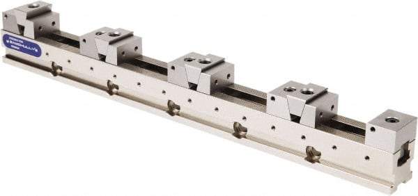 Samchully - 50mm Jaw Width, 500, 215, 120 & 75mm Jaw Opening Capacity, Horizontal Stationary Machine Vise - Manual Operation, 4 Stations, 600mm Long x 24.9mm Deep, 25mm Jaw Height, Alloy Steel - Makers Industrial Supply