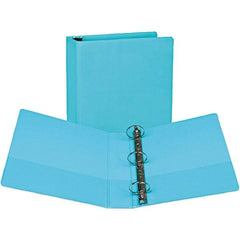 Samsill - 400 Sheet Capacity, 8-1/2 x 11", View Ring Binder - Vinyl Covered Chipboard, Turquoise - Makers Industrial Supply