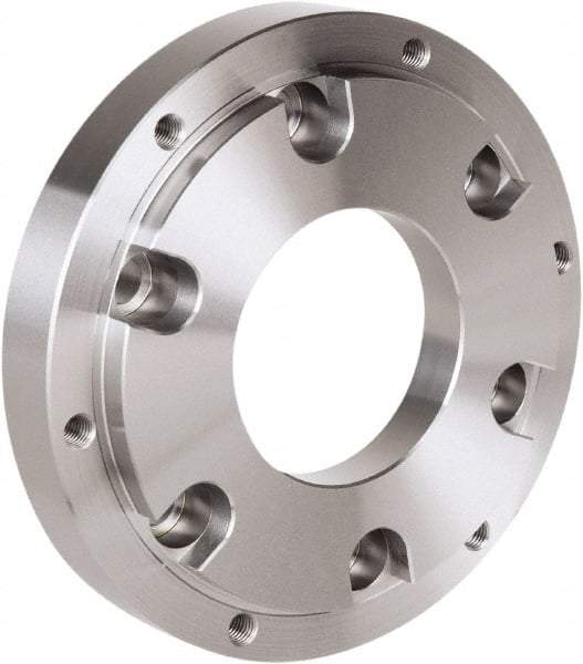 Samchully - Adapter Back Plate for 254 & 304mm Diam HC, HCH & HS Lathe Chucks - A2-8 Mount, 136mm Through Hole Diam, 220mm OD, 18mm Flange Height, Steel - Makers Industrial Supply