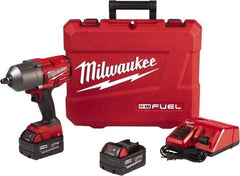 Milwaukee Tool - 1/2" Drive 18 Volt Pistol Grip Cordless Impact Wrench & Ratchet - 1,800 RPM, 0 to 2,400 BPM, 750 Ft/Lb Torque, 2 Lithium-Ion Batteries Included - Makers Industrial Supply